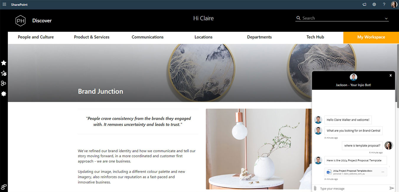 Injio SharePoint Intranet Digital Assistant