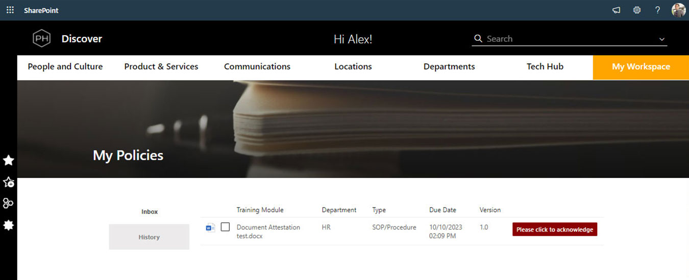 Injio SharePoint Intranet Document Attestation